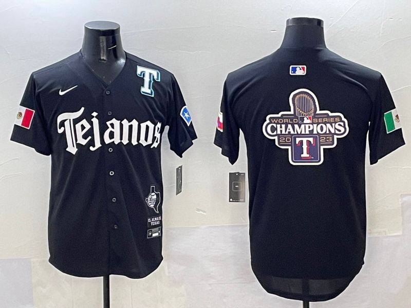 Men Texas Rangers Blank Black Five generations Joint Name 2025 Nike MLB Jersey style 11->texas rangers->MLB Jersey